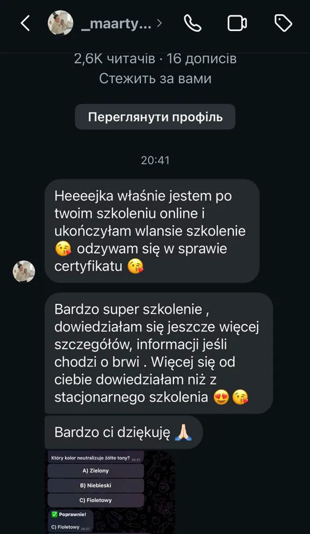 Opinia kursantki
