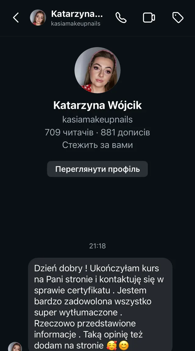 Opinia kursantki